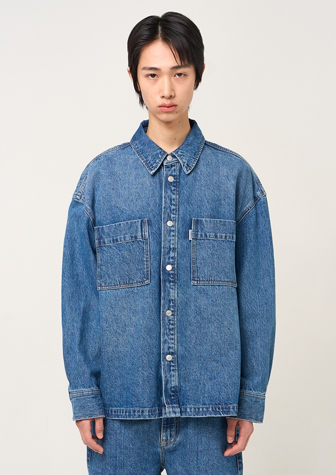 [스프링컬러][17%할인 쿠폰]셔츠 자켓 L01 미드 블루